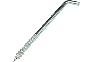 AERZETIX - C58029 - Juego de 10 Escarpias para atornillar en forma de L Ø8x120mm - gancho con tornillo autorroscante - en acero galvanizado - color plata