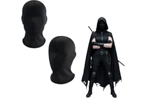 HUSHRICH 2Pcs Black Full Face Mask Clear Vision Elastic Halloween Faceless Mask, Breathable Full Head Cover Spandex Masks for Halloween Costume Cosplay Party Supplies Carnival Night Role Playing