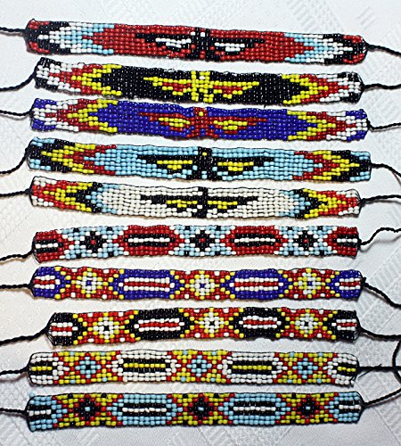 10 x Indianer Armband Perlen zum binden verschiedene Motive für KINDER oder ERWACHSENE Geburtstag Party Kindergarten