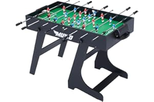 MUWO Mondial Faltbarer Fußball Tischkicker 3 Bälle inklusive. Klappbarer Indoor-Kickertisch, kompakt und leicht verstaubarer. Tischfußball für Erwachsene und Kinder, in 2 Farben, 14 kg (Schwarz)