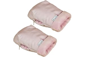 Manoplas Carrito Bebé Rosy Fuentes- Con Forro Polar Interior - Guantes para Carro Bebé - Tejido Suave y Agradable - Manoplas Carro Bebé Universales 0-rosa empolvado