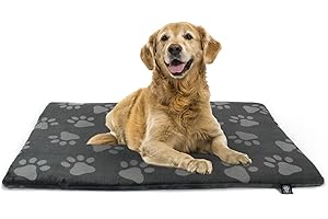 ‎HS-HUNDEBETT Made in Germany gepolsterte Hundedecke, Pfote Anthrazit 65 x 95cm für kleine & große Hunde I Flauschige Hundedecke, waschbar, trocknergeeignet