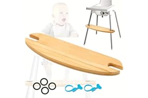 HANQ High Chair Footrest, Adjustable Height Non-Slip Natural Wood Baby Highchairs Pedal, Foot Rest for High Chair Baby Compatible with IKEA Highchair Accessories (Wood Semicircular)
