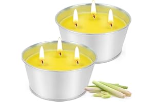 LFENYIGI Citronella Candles Outdoor Large 2x16OZ, 3 Wick Outdoor Candles 80H Burining Time - Natural Soy Wax Citronella Candle, Citronella Scented Candle for Patio, Home, Garden, Camping, Picnics