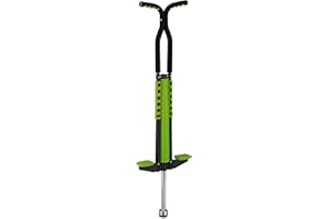 Relaxdays Salterello per Bambini, Pogo Stick, Bastone Salta-Salta, Max.60 kg, Impugnatura Imbottita, Acciaio Inox, Verde
