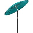CHRISTOW Shanghai Parasol Garden Umbrella Adjustable Tilting Sun Shade with UV Protection and Crank 2m (Turquoise)