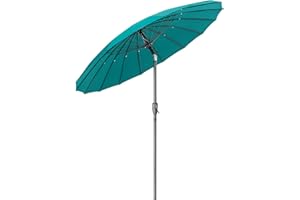 CHRISTOW Shanghai Garden Parasol Adjustable Tilting Sun Shade Umbrella UV Resistant with Crank