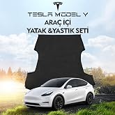 Tesla Model Y Ara&ccedil; İ&ccedil;i Şişme Yatak Ve Yastık Seti Pompa Gri Taşınabilir Arka Koltuk Uyku ve Dinlenme Seyahat ve Kamp Yatağı K