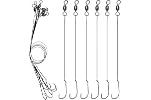 OROOTL Fishing Wire Leader Hook Rigs, 12pcs Stainless Steel Wire Line Anti-bite for Fishing Saltwater Heavy Duty Fishing Lure Bait Rig with Crane Swivel and Barb Hooks