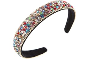 AIZIYIN Vintage Kristall Strass Stirnbänder Glitzern Silber Diamant Stirnband Samt Gepolstert Breite Haarbänder Party Hochzeit Kopfschmuck Haarschmuck für Frauen