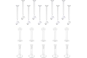 LAURITAMI Clear Earrings Studs Retainers Plastic Pins and Back Rubbers Stoppers Acrylic Ear Lobe Tragus Piercing 20G