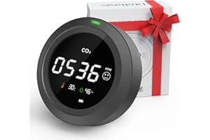 Détecteur CO2, LifeBasis Moniteur de Qualité de l'Air avec Écran LCD, Capteur NDIR, Détecteurs de CO2, Température et Humidité,0-5000 PPM, pour Maison/Bureau/Salle de Sport/Voiture