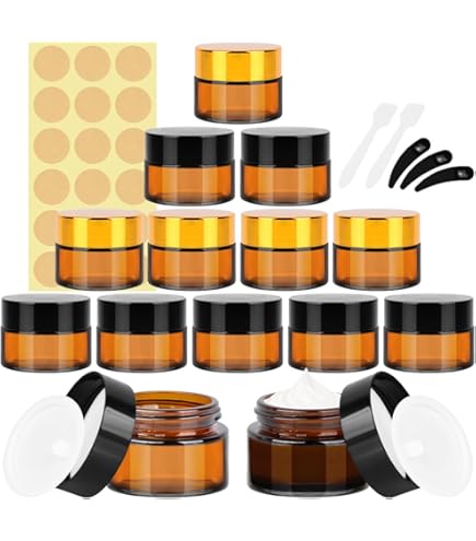 10 Vasetti Di Vetro Ambrato 30ml Con Etichette | Barattoli Per Creme, Cosmetici Fai Da Te E Candele - Foto 12