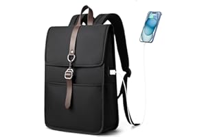 HEROIC KNIGHT Sac à Dos Ordinateur 15.6 Pouces avec Port de Charge USB, Cartable Élégant pour le Travail, l'Université, les Cours, les Loisirs et les Affaires, pour Hommes et Femmes (14L) - Noir