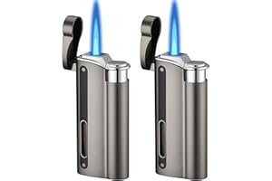 AICHARYNIC 2 mecheros de tormenta, llama jet: encendedor de gas rellenable, resistente al viento, encendedor de gas para cocina, barbacoa, camping (se vende sin gas butano),