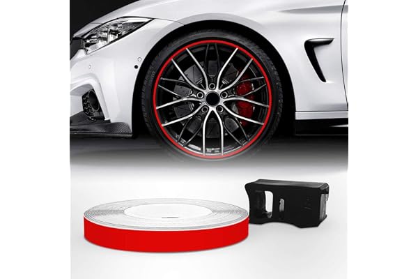 4R Quattroerre.it Bandes Wheel Trim Racing pour les Jantes des Voitures, Rouge, 5 mm x 6 mt
