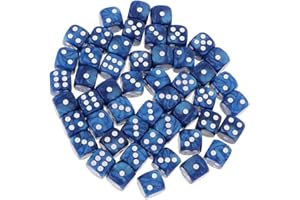 Sharplace Set de 50pcs Dés 6 Faces Points Dice D6 Coin Rond 16mm Accessoires pour Jeux de Rôle KTV Club - Bleu