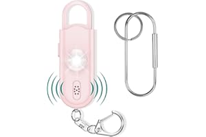 Naiicute Taschenalarm für Frauen, Selbstverteidigung Persönlicher Alarm mit Stroboskoplicht, LED Taschenlampe, Schlüsselanhänger Multifunktion, Helfen Kinder, Senioren und Studenten Notfallalarm, Rosa