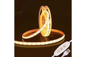 Fosingut Tira LED COB 2m,5V USB Regulable Luz de Fondo de TV, Blanco Cálido 3000K CRI90+ 960 LEDs Luces LED Strip Tiras LED de Interior Para Decor del Hogar DIY, Cocina, Espejo, Dormitorio, Bar