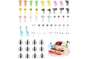 DURANTEY 58 PCS Tenedor para Fruta Mini Tenedores de Plastico en Forma de Animales Lindos Palillos Fruta para Niños de Colores Tenedores Reutilizables para Frutas Postre Fiesta Decoración de Bento