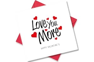 Punkcards - Romantic Valentine's Day Card - Love You More” - Valentines Card for Husband - Valentine Card for Wife - Romantic Card for Valentines Day