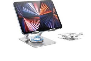 JOIOT Supporto Tablet Regolabile e Girevole a 360° Porta Tablet in Alluminio Compatibile con iPad Pro Air Mini iPhone Galaxy Tab A8 per Superfici Fino a 12.9 Pollici Colore Argento