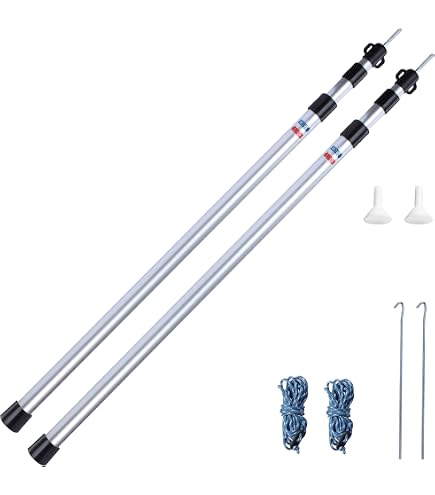 Alu Zeltstange Vorzeltstange Spitze Teleskopstange 90-230cm Aufstellstange Sport & Freizeit