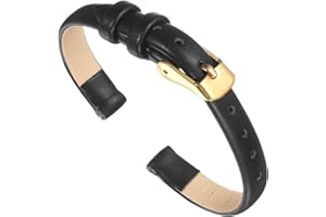 sourcing map Multi-sizes Genuine Leather Band, Flat Thin Elegant Leather Watch Strap for Men and Women