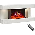 FLAMEKO Atacama 32"/82cm Wall Mounted Fireplace All-in-One with Downlights and Remote Control 1.8kW Heater in White