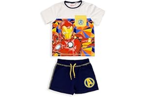 SUN CITY Completo Estivo Marvel Avengers, Capitan America, T-Shirt e Short da Bambino 4/10 Anni, Blu