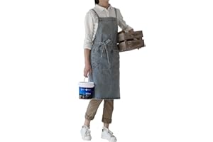 Pincy Dżinsowy fartuch krzyżowy tył, regulowany fartuch na szelkach unisex z kieszeniami do gotowania kuchni