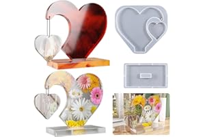 Honatrv Molde de Marco de Fotos de Silicona para Resina de 2 Piezas Moldes de Silicona para Marcos Rectangulares y en Forma de Corazón, Molde para Marco de Silicona DIY para Fotos Personalizadas