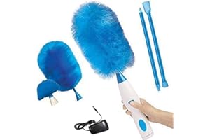 HUIANPEN Spolverino Elettrico Spin Dust 360 ° Hurricane Spin Spazzola per Pulizia Elettrico per La Pulizia dello Spolverino Cargable Collettore di Polveri Polvere,Blue-Rechargeable