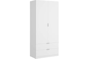 DEKIT GRUPO RIMOBEL Armario ropero 2 Puertas+2cajones, Blanco, 81x184x52 cm