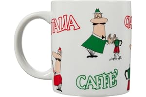 Bialetti Tasses Mug Bonhomme Drapeau Italien, Clair, Tricolore, Blanc