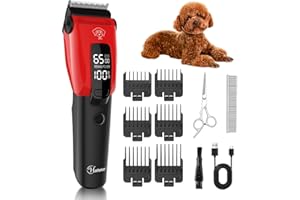 Hatteker Profesjonalna elektryczna maszynka do strzyżenia włosów dla zwierząt domowych z 7500 obrotów na minutę, akumulatorowa maszynka do strzyżenia włosów dla psów i kotów, światło pomocnicze