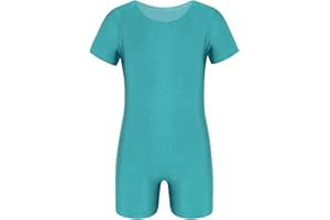 iiniim Enfant Garçon Fille Justaucorps Gymnastique Gym Combinaison Short Manche Courte Léotard Danse Classique Bodysuit Sport Jumpsuit Unitard Maillot de Bain 1 Pièce 4-14 Ans