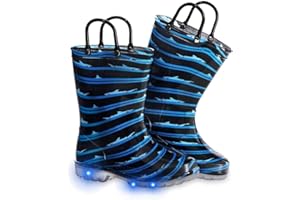 FUNCOO PLUS Boys Wellies for Kids, Unisex Toddler Wellingtons Boots Childrens Light Up Wellies Handle It Rain boots