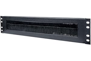 Intellinet 19 Inch Cable Entry Panel, 2U, with Brush Insert, Black