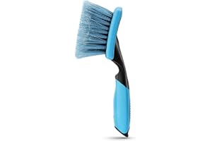 Amazon Basics Brosse pour jantes, pour nettoyage voiture, sûre pour voitures, camions, camping-cars, poignée ergonomique, bleu