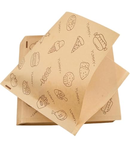 200 Feuilles De Papier à Hamburger, Sacs Hamburgers En Papiers, Sachet Kraft Alimentaire, Papier Emballage Alimentaire, Sachet à Sandwich Papiers Pour Snacks Gâteaux Hot-dogs Frites (15 X 15 Cm