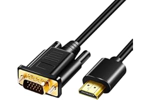 HERFAIR HDMI auf VGA Stecker auf Stecker, Full HD 1080P HDMI auf VGA Kabel, SVGA Konverter mit vergoldeten Anschlüssen für Desktop, Projektor, HDTV, Raspberry Pi, Xbox usw (1m)（Note:HDMIPorttoVGAPort ONLY）