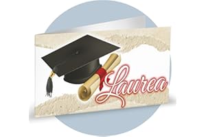 Ingrosso e Risparmio 40 Bigliettini bomboniere Laurea accademiche Personalizzati per Confetti segnaposto sacchettini Fai da Te confettata Rossi con Tocco e Pergamena triennale magistrale