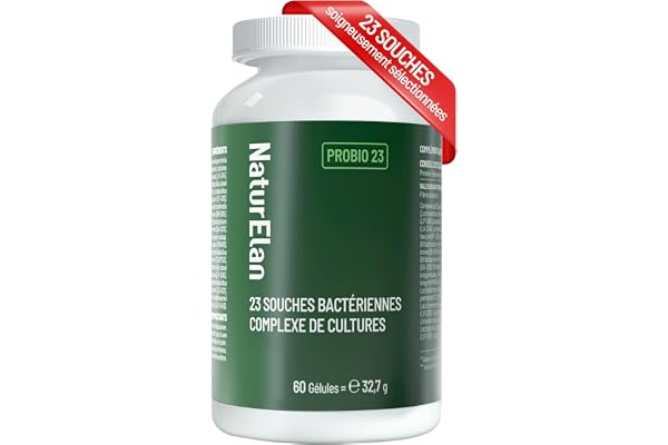 Probiotique Flore Intestinale - 23 Souches bactériennes, 200 milliards d'UFC/g, avec fibre d'acacia, 1 gélule par jour, contenant Lactobacillus & Bifidobactéries, Vegan, 60 gélules
