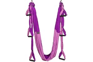 ELINA PILATES Yoga Hammock-Columpio DE Yoga 250 * 145 CM, Tela de Nailon 210T, con Hamaca y Estribos, Peso Máximo 250 kg, Terapia de Inversión, Accesorios Incluidos