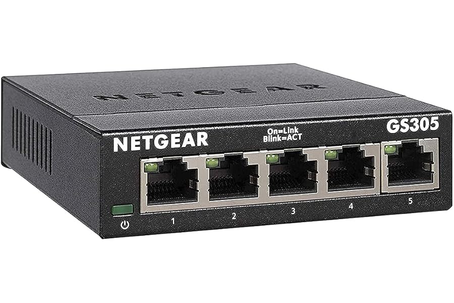 NETGEAR 5 Port Gigabit Network Switch GS305 - Ethernet Splitter - Ethernet Switch - Ethernet Hub - Plug-and-Play - Silent Operation - Desktop or Wall Mount