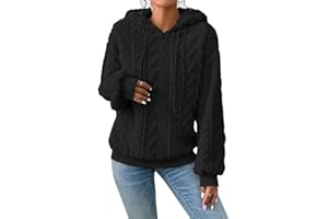 ABYOVRT Sweat à Capuche Femme Pull Polaire Casual Manches Longues Automne Hiver Chaud Sweat Polaire Couleur Unie Oversize Sweatshirt Loose Hoodies à Capuche avec Poche Hauts Top,S-XXL