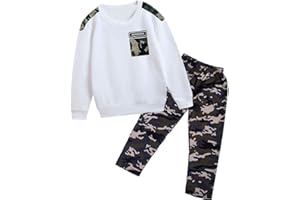 CRAZY GOTEND Camouflage-Overall für Kinder, Jungen, Sport, aus Baumwolle, 2 Stück, Set aus Strickwaren, Schulterkleidung