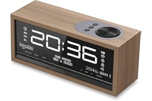 ‎INSCABIN Inscabin C1 DAB/DAB+ FM Digital-Radiowecker mit großem Bildschirm, tragbarer kabelloser Lautsprecher mit Bluetooth, Stereo-Sound, schönes Design für Schlafzimmer, Küche, Büro (Black Walnut)