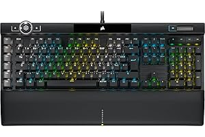 Corsair K100 RGB Clavier Gaming (Switchs Optiques-Mécaniques OPX: Ultrarapides et Linéaire, Touches à Double Injection PBT, Intégration Elgato Stream Deck) AZERTY, Noir